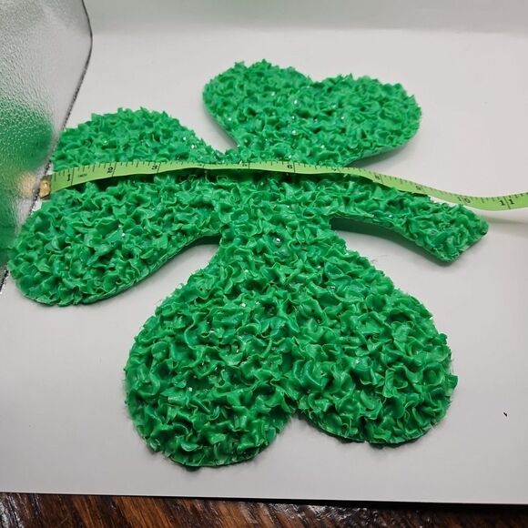 Vtg 10" H Melted Popcorn Plastic Decor St Patricks Day Holiday Green Clover Leaf - Picture 14 of 16